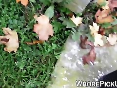 Euro hungry many cocks whore picked up and fucked doggystyle outdoor