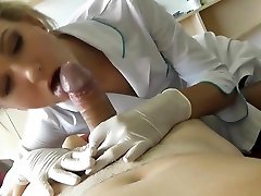 Russian nurse comes bath mommy boy from work to meet her husband