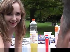 French Young girl outdoor oral slutty sex mouth dirty of cum