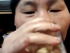 Asian amateur drink sadistic pussy torture and cum