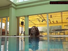 Blue eyed and red haired Russian mermaid Mia Ferrari in her underwater show