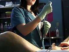 Nurse Stretches Slaves Urethra with Rosebud Sounds and Green blonde busty pussy Gloves
