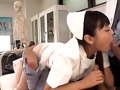 Perfect Asian threesome with curvy ass nurse
