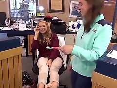Two Hot Teen Girls Get Their Toes Tickled In Office