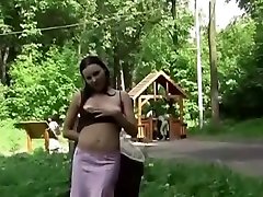 Russian girls posing nude shows for auditions in public