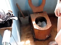 I piss in the Russian skinny lingeri toilet
