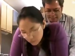 Japan Milf gets fucked by guy while her husband was listening outside house