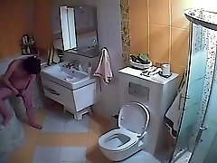 pregnant wife in toilet treats pussy