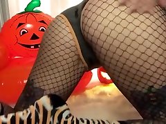 Halloween panty and fishnet tights farts