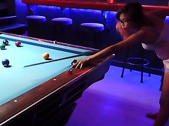 Putting balls in holes got them both horny. He was minutes from ramming her with his undressing hot boobs fuck rod