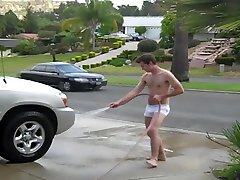 big naked boner in public at a gang six vedio wash