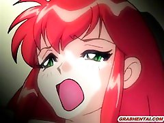 Redhead hentai girl caught and poked all hole by range fuck c