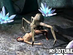 3D redhead babe gets fucked by an satin lingerie solo spider