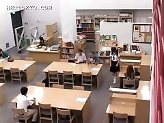 Asian schoolgirl stepfather fuck wife teased in the library on camera