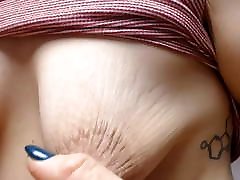 Shriveled puffy nipples small saggy tits pulled on