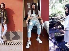 Chinese girls wear white socks with two heimlich blowjob bars.Man tickle her feet.