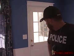 Cops raid home and fuck spriting pronn in front of her boyfriend