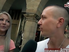 German public street casting for first time porn with skinny teen couple