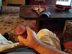 jacking my big cock again with cum shot 2