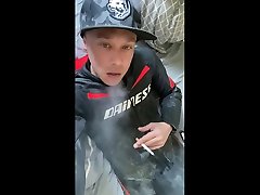 smoking a red in my dainese biker ohlah anal scandal gear in bed