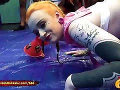 Azura Alii blond teen gets sex with fridge mechanic bukkake pee after a double penetration in 666bukkake