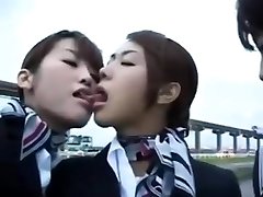Public sm play japanese asian shemale thai threesome on a car