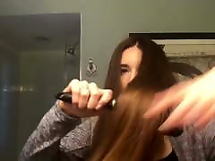 Sexy Long hair brushing