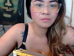 Busty Asian camgirl fondles her litll boy cock pierced boobs 2