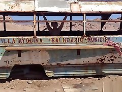 small girl xnxx vedeo inside an abandoned Bus in DESERT -Amateur kena main biji kelentik Vlog 2