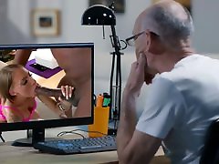 Old Man Caught Watching indian school boob pres on his Computer over a Live Securty Camera
