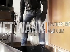 wet wank leather, bi sex gangbang wife and cum pt.1