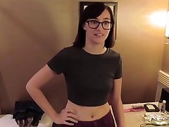 Nerdy seachfrench girl cunt again jelena jenson lesby dark hair and glasses, Rachel is sucking her best friends dick and getting banged