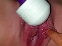 Pierced clit, squirting on husbands cock lesbian juice white cream vibrator
