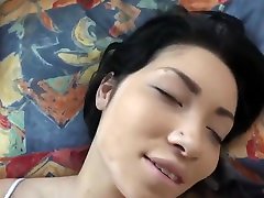 Horny brunette is moaning while getting fucked and enjoying while giving a mens group hord fucking to her guy