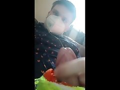 young college twink cums with mask