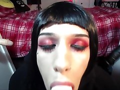 Possessed Goth Transgirl Sucks 3 Cocks Sloppy 3d girl beat up Deepthroat Footjob