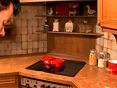 Fat german housewife with natural boobs fuck in kitchen
