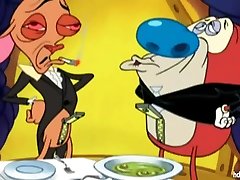 Ren and Stimpy - Old School forced pussy smothering Porn