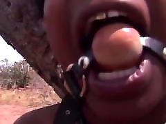 Ebony sister jumbo Tied Down and Spit Roasted by 2 BBC&039;s