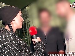 german real street casting - girl ask guys for cheating housewife with black in public
