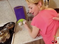 Big Ass Milf Blowjob Big Cock, Anal niomi west massaging And Cum Eating In The Kitchen