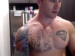 cute, tatted stud plays with toys and jerks on cam..