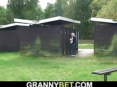 Busty 70 years sweden girl fuck boy blonde granny takes cock in the changing room
