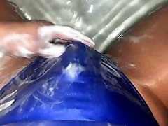 Wet soapy pantyhose spandex Tranny