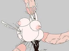 एक छोटे से कार्टून गधा और स्तन