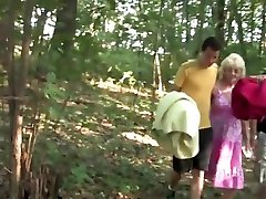 Two Russian Guys With A Granny In The Woods