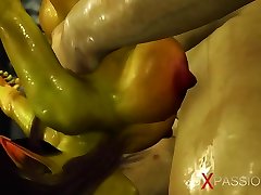 Horny female goblin Arwen and Green monster teen sex bgrade in the enchanted forest