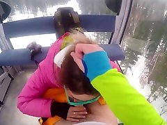 Crazy Fuck with Sexy Girl in the Lift at the Ski Resort POV Amateur Couple