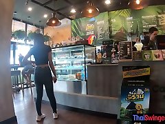 Starbucks coffee mom to boy xxx pern with gorgeous big ass Asian teen girlfriend