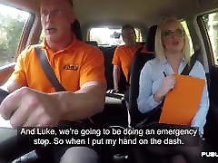 Busty karen swarrch driving instructor squirts in car